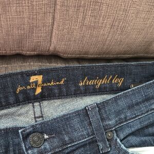 7 For All Mankind Dark Blue Straight Leg Jeans